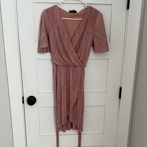 AX Paris Dusty Pink Asymmetrical Wrap Dress